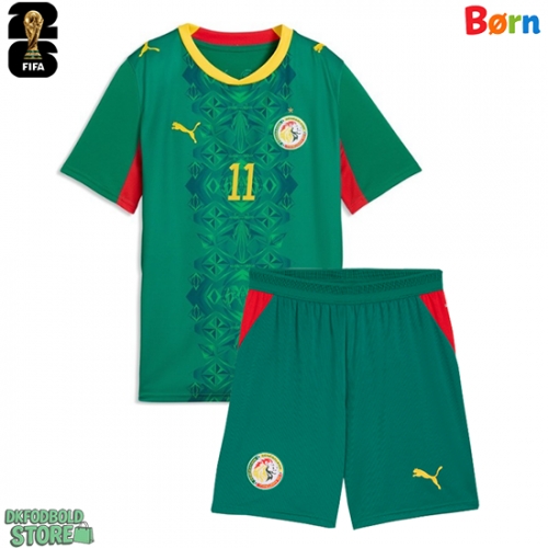 Senegal Nicolas Jackson #11 Replika Babytøj Udebanesæt Børn VM 2026 Kortærmet (+ Korte bukser)